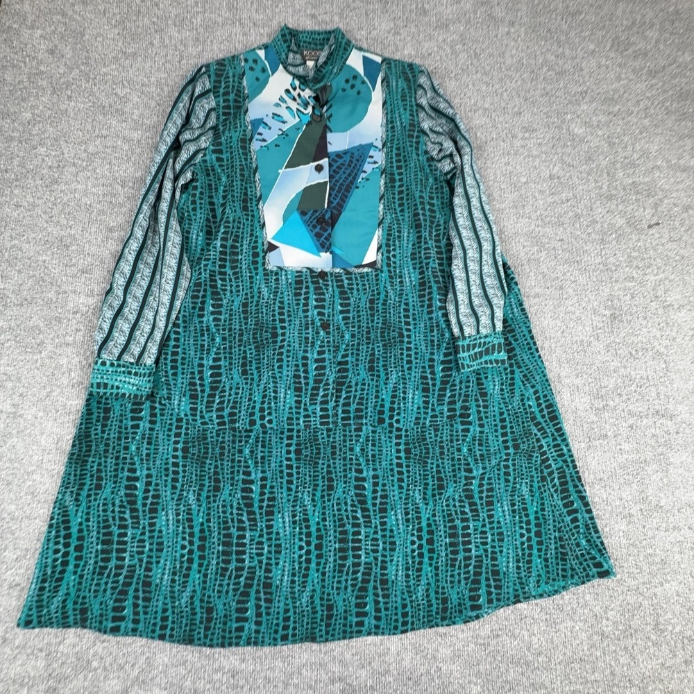 Koos Of Course Shirt Skirt Set‎ Womens Medium Green Animal High Neck 2 Piece
